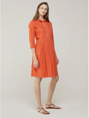 Rosso35 Orange Pleat-Detailed Midi Short-Dress.